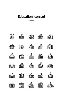 아이콘 학교 고등학교 초등학교 사람없음 건물 대학교 교육아이콘 중학교 2D아이콘 AI파일 건축물 교육 파일형식 벡터