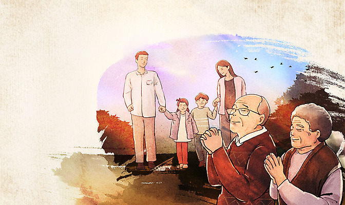 전신 PSD 여자 할아버지 노년 남자 딸 행복 아들 할머니 어린이 일러스트 가족 엄마 손자 손녀 소녀 소년 여러명 상반신 성인 부모 눈감음 손잡기 기도 아빠 국내일러스트 감정 다수 관계 모션 사람 손주 파일형식