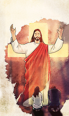 전신 PSD 여자 남자 기독교 종교 십자가 일러스트 서기 성인 세명 손들기 눈감음 기도 예수 무릎꿇기 성인만 국내일러스트 모션 사람 신_종교 파일형식