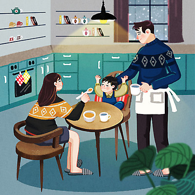 전신 PSD 여자 남자 행복 아들 어린이 음식 의자 일러스트 가족 식탁 엄마 서기 들기 소년 성인 컵 세명 주방 숟가락 식사 가족라이프 아빠 국내일러스트 라이프스타일 식기 감정 가구 관계 모션 탁자 수저 사람 파일형식