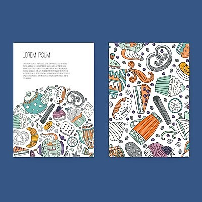 EPS 해외이미지 디자인 백그라운드 일러스트 비즈니스 명함 주전자 디저트 사람없음 케이크 도넛 컵케이크 레이아웃 머핀 민트색 목업 해외202004 해외일러스트 음식 빵 컬러 주방용품 파일형식 벡터 생활용품 오브젝트