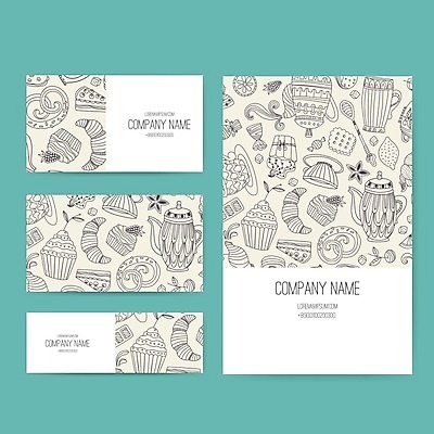 EPS 해외이미지 디자인 백그라운드 일러스트 비즈니스 명함 디저트 사탕 사람없음 케이크 도넛 컵케이크 레이아웃 머핀 살구색 목업 해외202004 크루아상샌드위치 해외일러스트 음식 빵 컬러 샌드위치 파일형식 벡터