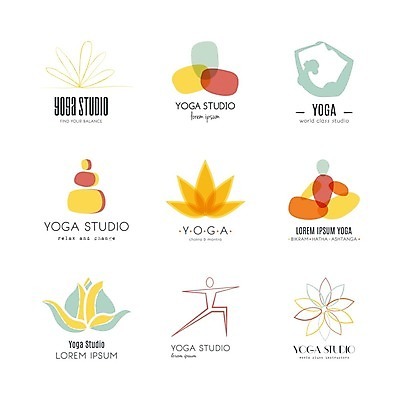 EPS 해외이미지 템플릿 디자인 실루엣 꽃무늬 일러스트 요가 휴식 사람 사람없음 라벨 스트레칭 체육관 체조 해외202004 해외일러스트 웰빙 꽃 컨셉 무늬 프레임 촬영기법 운동 파일형식 벡터