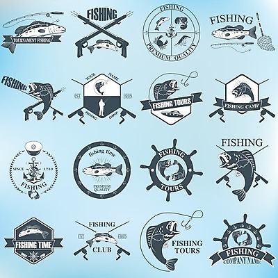 EPS 해외이미지 디자인 실루엣 일러스트 낚시 항해 흑백 사람없음 강 라벨 수중 오픈 원형 고리 해산물 연어 닻 대회 해외202004 해외일러스트 도형 배_교통 레저 프레임 촬영기법 어류 파일형식 벡터