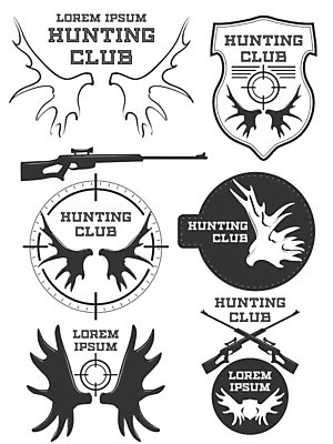 EPS 해외이미지 디자인 일러스트 사슴 뿔 사람없음 라벨 총 목표 트로피 사냥 조준 사냥꾼 순록 엘크 운동가 해외202004 해외일러스트 직업 무기 컨셉 포유류 프레임 상_우승 파일형식 벡터