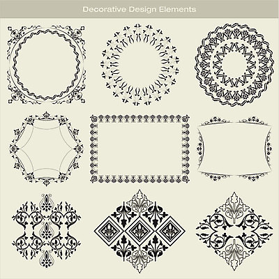 도형 꽃 컨셉 무늬 프레임 촬영기법 인종 파일형식 벡터 EPS 해외이미지 템플릿 꽃무늬 일러스트 흑백 동양인 라벨 원형 비네팅 대칭 빅토리아 국경 해외202004 사람없음 디자인 해외일러스트 우아함