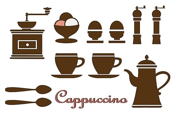 EPS 해외이미지 템플릿 디자인 일러스트 디저트 사람없음 라벨 카푸치노 라떼 모카 해외202004 해외일러스트 커피 음식 프레임 파일형식 벡터