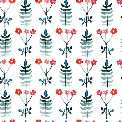 EPS 해외이미지 꽃 백그라운드 잎 꽃무늬 패턴 일러스트 수채화 사람없음 빨간색 해외202004 해외일러스트 식물 컬러 무늬 파일형식 벡터