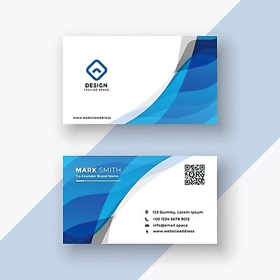 EPS 해외이미지 일러스트 비즈니스 명함 사람없음 파란색 QR코드 브랜딩 가로명함 해외일러스트 컬러 파일형식 벡터