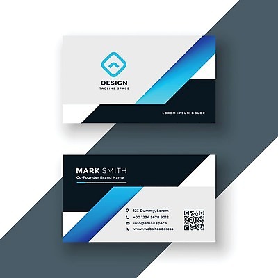 EPS 해외이미지 일러스트 비즈니스 명함 사람없음 파란색 기하학 QR코드 브랜딩 가로명함 해외일러스트 컬러 무늬 파일형식 벡터