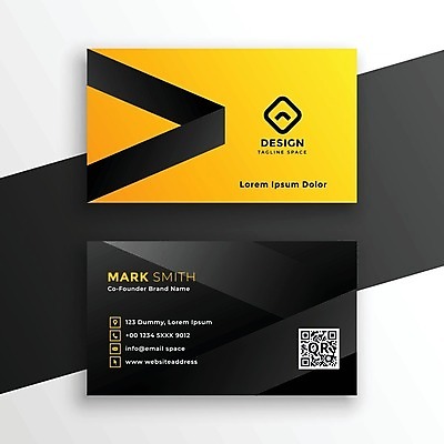 EPS 해외이미지 일러스트 비즈니스 명함 사람없음 노란색 QR코드 브랜딩 가로명함 해외일러스트 컬러 파일형식 벡터