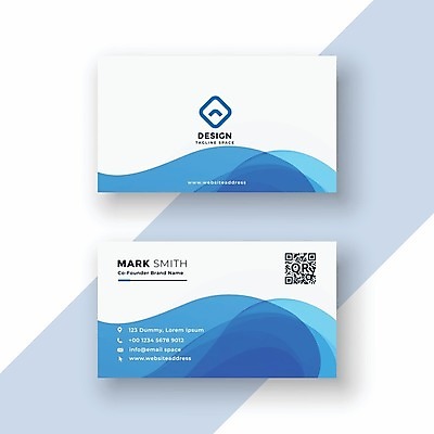 EPS 해외이미지 일러스트 비즈니스 명함 사람없음 파란색 QR코드 브랜딩 가로명함 해외일러스트 컬러 파일형식 벡터