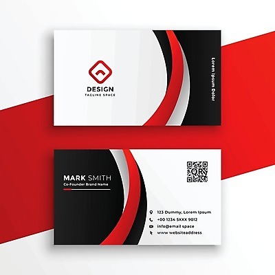 EPS 해외이미지 일러스트 비즈니스 명함 사람없음 빨간색 QR코드 브랜딩 가로명함 해외일러스트 컬러 파일형식 벡터