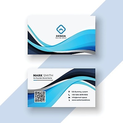 EPS 해외이미지 하늘색 일러스트 비즈니스 명함 사람없음 QR코드 브랜딩 가로명함 해외일러스트 파란색 파일형식 벡터