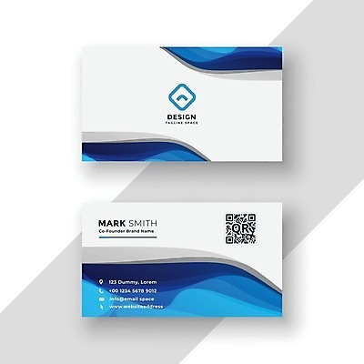 EPS 해외이미지 일러스트 비즈니스 명함 사람없음 파란색 QR코드 브랜딩 가로명함 해외일러스트 컬러 파일형식 벡터