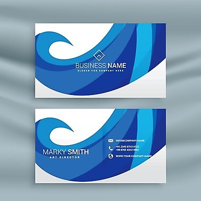EPS 해외이미지 일러스트 비즈니스 명함 사람없음 파란색 물결무늬 브랜딩 가로명함 해외일러스트 물결 컬러 무늬 파일형식 벡터