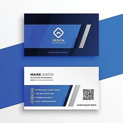 EPS 해외이미지 일러스트 비즈니스 명함 사람없음 파란색 QR코드 브랜딩 가로명함 해외일러스트 컬러 파일형식 벡터