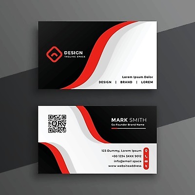 EPS 해외이미지 일러스트 비즈니스 명함 사람없음 빨간색 검은색 QR코드 브랜딩 가로명함 해외일러스트 컬러 파일형식 벡터