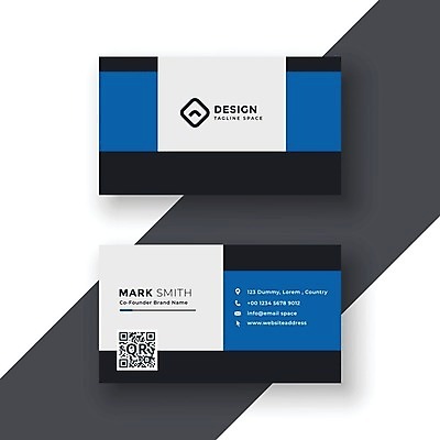 EPS 해외이미지 일러스트 비즈니스 명함 사람없음 파란색 QR코드 브랜딩 가로명함 해외일러스트 컬러 파일형식 벡터