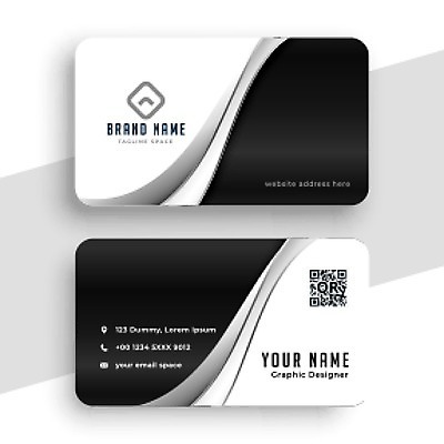 EPS 해외이미지 일러스트 비즈니스 명함 사람없음 검은색 QR코드 브랜딩 가로명함 해외일러스트 컬러 파일형식 벡터