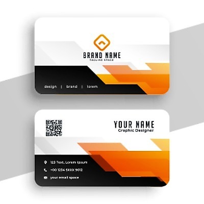 EPS 해외이미지 일러스트 비즈니스 명함 사람없음 주황색 기하학 QR코드 브랜딩 가로명함 해외일러스트 컬러 무늬 파일형식 벡터