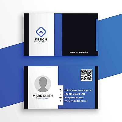 EPS 해외이미지 일러스트 비즈니스 명함 사람모양 사람없음 파란색 QR코드 브랜딩 가로명함 해외일러스트 모양 컬러 파일형식 벡터