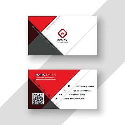 EPS 해외이미지 일러스트 비즈니스 명함 사람없음 빨간색 기하학 QR코드 브랜딩 가로명함 해외일러스트 컬러 무늬 파일형식 벡터