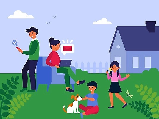 EPS 해외이미지 전신 여자 남자 꽃 행복 어린이 일러스트 가족 주택 함께함 서기 들기 앉기 소년 여러명 성인 노트북 스마트폰 반려동물 정원 가족라이프 업무 개 해외일러스트 식물 동물 라이프스타일 감정 다수 컨셉 포유류 관계 모션 사람 건물 전자제품 핸드폰 스마트기기 작업 파일형식 벡터