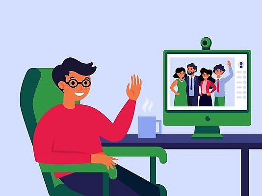 EPS 해외이미지 여자 남자 행복 허리손 의자 일러스트 가족 모바일 서기 앉기 여러명 성인 모니터 머그컵 가족라이프 손인사 온라인 화상통화 성인만 해외일러스트 라이프스타일 감정 포즈 가구 다수 관계 모션 사람 컵 컴퓨터 인사 통화 파일형식 벡터