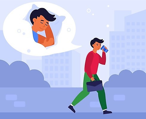 EPS 해외이미지 전신 남자 커피 말풍선 서류가방 일러스트 비즈니스 아침 스트레스 피곤 들기 성인 야외 두명 일상 걷기 잠 비즈니스맨 테이크아웃컵 성인남자만 해외일러스트 주간 음료 컨셉 가방 모션 사람 라이프 컵 직장인 남자만 성인만 파일형식 벡터