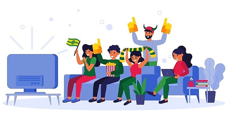 EPS 해외이미지 전신 행복 일러스트 응원 서기 들기 앉기 경기 여러명 상반신 성인 소파 축구 목도리 텔레비전 응원용품 깃발 성인만 해외일러스트 잡화 감정 스포츠 다수 의자 모션 사람 전자제품 구기 오브젝트 파일형식 벡터