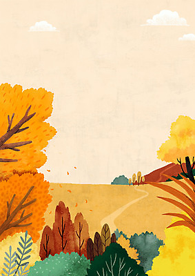 PSD 나무 구름 단풍 낙엽 일러스트 풍경 초원 사람없음 노란색 가을 언덕 국내일러스트 자연요소 식물 계절 컬러 잎 파일형식