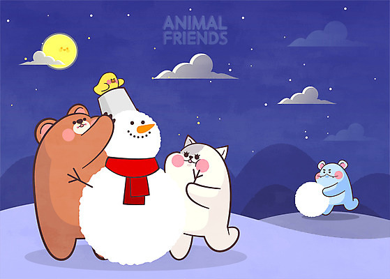전신 구름 겨울 여러마리 일러스트 곰 눈사람 산 병아리 사람없음 목도리 고양이 달 눈 야간 남색 양동이 하마 눈굴리기 눈사람만들기 애니멀아트 국내일러스트 AI파일 자연요소 동물 잡화 계절 컬러 다수 포유류 조류 날씨 반려동물 그림 만들기 굴리기 파일형식 벡터