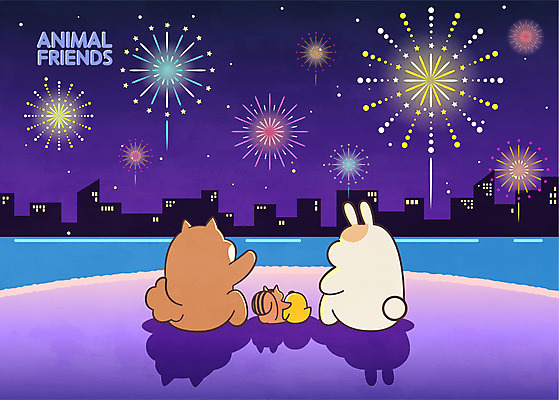 전신 여러마리 일러스트 불꽃놀이 병아리 빌딩 사람없음 보라색 토끼 개 강아지 야간 한강 다람쥐 애니멀아트 국내일러스트 AI파일 자연요소 컬러 다수 포유류 놀이 조류 서울 건물 반려동물 설치류 그림 랜드마크 파일형식 벡터