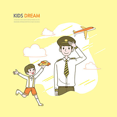 전신 PSD 구름 남자 어린이 일러스트 미래 비행기 소년 상반신 성인 두명 달리기 노란색 파일럿 장래희망 경례 놀기 비행기모형 남자만 국내일러스트 자연요소 직업 컬러 컨셉 항공교통 모션 대중교통 사람 모형 인사 파일형식