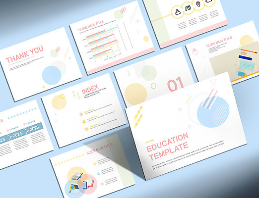 템플릿 교육 비즈니스 그래프 학용품 마스크 사람없음 책 노트북 세트 원형 PPT 프레젠테이션 문서템플릿 파스텔톤 9P 이미지템플릿 도형 컬러 문구용품 전자제품 파일형식