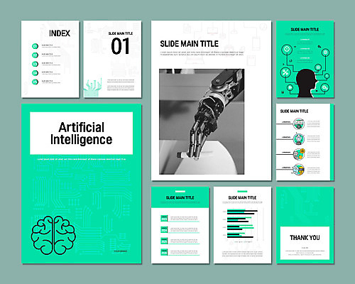 템플릿 실루엣 비즈니스 그래프 사람없음 연두색 세트 정보 스마트 PPT 프레젠테이션 로봇 얼굴모양 문서템플릿 뇌 로봇팔 9P AI_인공지능 이미지템플릿 모양 얼굴 컨셉 촬영기법 초록색 파일형식