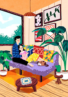 전신 PSD 식물 한마리 여자 남자 행복 화분 여유 액자 쿠션 거실 일러스트 창문 탁자 휴식 전등 들기 앉기 성인 두명 소파 눕기 독서 고양이 기댐 반려 휴식처 부부라이프 성인만 국내일러스트 1 라이프스타일 감정 가구 컨셉 의자 포유류 모션 조명 사람 반려동물 파일형식