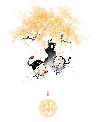 전신 PSD 나무 여자 남자 어린이 일러스트 캘리그라피 붓터치 사랑 소녀 소년 두명 달리기 한국인 한복 번짐 낙관 놀기 술래잡기 좋음 어린이만 좋을호 국내일러스트 식물 한국전통 감정 컨셉 모션 놀이 사람 동양인 한자 전통의상 파일형식 효과