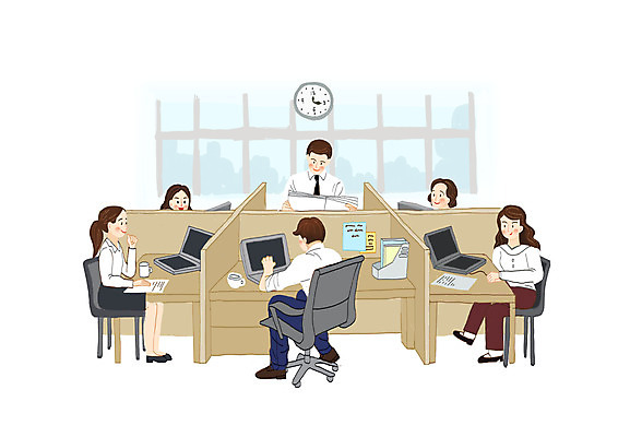 전신 PSD 여자 남자 시계 의자 일러스트 비즈니스 창문 들기 앉기 여러명 상반신 성인 노트북 사무실 업무 직장인 비즈니스맨 비즈니스우먼 직원 사무용책상 성인만 국내일러스트 직업 가구 다수 모션 사람 전자제품 작업 책상 파일형식