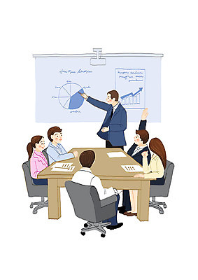 전신 PSD 여자 남자 일러스트 비즈니스 회의 앉기 여러명 상반신 성인 사무실 손들기 칠판 가리킴 직장인 비즈니스맨 비즈니스우먼 발표 책상 롤스크린 성인만 국내일러스트 직업 가구 다수 모션 사람 손짓 스크린 파일형식