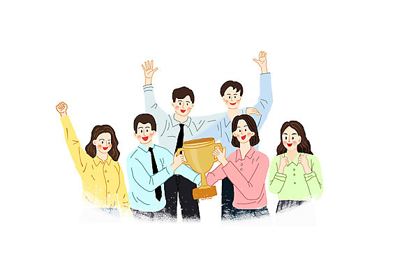 PSD 여자 남자 일러스트 비즈니스 성공 어깨동무 들기 여러명 상반신 성인 파이팅 기쁨 최고 직장인 비즈니스맨 비즈니스우먼 트로피 동료 직원 성인만 국내일러스트 직업 감정 포즈 다수 컨셉 관계 모션 사람 상_우승 파일형식