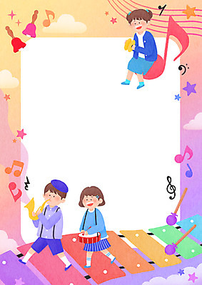 전신 PSD 여자 남자 행복 어린이 음악 연주 음표 일러스트 프레임 들기 앉기 소녀 소년 세명 걷기 보라색 어린이날 북 즐거움 트럼펫 실로폰 실로폰채 프레임일러스트 어린이만 국내일러스트 기호 기념일 감정 컬러 모션 문화예술 타악기 사람 금관악기 파일형식