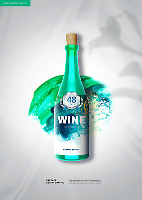 PSD 편집이미지 붓터치 그림자 사람없음 연두색 라벨 와인 와인병 코르크 패키지 이미지편집 병_용기 프레임 주류 초록색 파일형식
