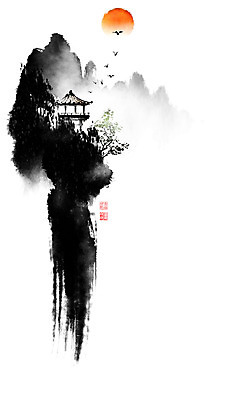 PSD 나무 일러스트 캘리그라피 조류 붓터치 나뭇잎 풍경 사람없음 도장 태양 동양화 산등성이 정자 번짐 낙관 산수화 국내일러스트 자연요소 식물 동물 건축물 잎 산 미술 파일형식 효과