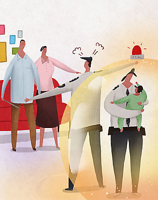 전신 PSD 여자 남자 딸 액자 일러스트 가족 안기 집안 서기 들기 여러명 성인 부모 소파 분노 아기 수비 범죄 경찰 보호 사건 아동학대 정의 사이렌 회초리 국내일러스트 직업 감정 다수 컨셉 의자 관계 모션 실내 사람 학대 매_체벌 파일형식