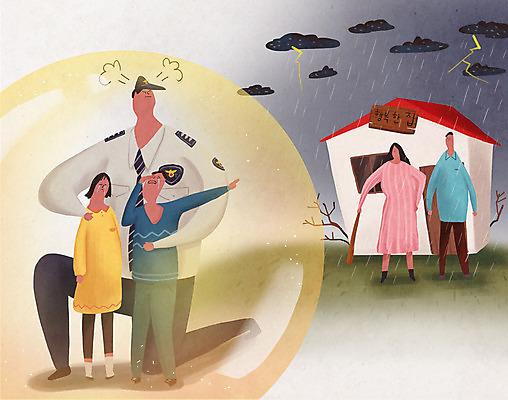 전신 PSD 여자 남자 어린이 일러스트 가정 가족 안기 주택 서기 들기 앉기 소녀 소년 여러명 성인 부모 방망이 분노 자녀 가리킴 비 수비 범죄 경찰 보호 울음 무릎꿇기 번개 사건 아동학대 먹구름 몽둥이 국내일러스트 자연요소 직업 감정 다수 컨셉 관계 모션 날씨 표정 사람 손짓 건물 학대 파일형식 구름_자연