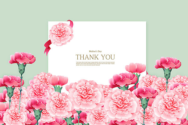 PSD 리본 분홍색 잎 일러스트 프레임 타이포그라피 사람없음 카네이션 국내일러스트 카드프레임 식물 문자 꽃 컬러 파일형식