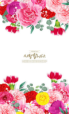 PSD 꽃 분홍색 꽃다발 잎 일러스트 프레임 사랑 타이포그라피 사람없음 어버이날 스승의날 카네이션 국내일러스트 식물 문자 기념일 감정 컬러 파일형식