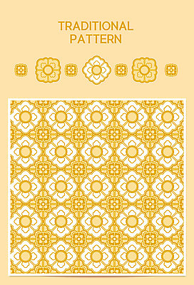 패턴 일러스트 사람없음 노란색 전통무늬 패턴백그라운드 국내일러스트 AI파일 전통 컬러 백그라운드 무늬 파일형식 벡터
